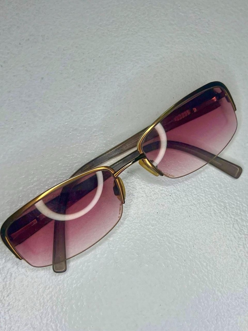 Vintage Y2K Little Mini Rectangular Sunglasses with Gradient Purple Lenses
